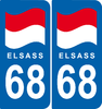 68 ELSASS 2 Stickers style auto département 68