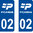 2 Sticker style AUTO Plaque Bleu département 02