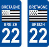 2 Stickers French Department 22 Plate Registration