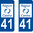 2 Sticker style AUTO Plaque Bleu département 41