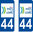 2 Sticker style AUTO Plaque Bleu département 44