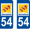 2 Stickers French Department 54 Plate Registration