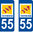 2 Sticker style AUTO Plaque Bleu département 55