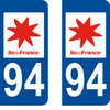 2 Stickers French Department 94 Plate Registration