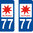 2 Sticker style AUTO Plaque Bleu département 77