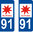 2 Sticker style AUTO Plaque Bleu département 90