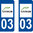 2 Sticker style AUTO Plaque Bleu département 09 OC