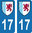2 Sticker style AUTO Plaque Bleu département 17