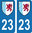 2 Sticker style AUTO Plaque Bleu département 23
