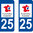 2 Sticker style AUTO Plaque Bleu département 25 JAUNE
