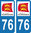 2 Sticker style AUTO Plaque Bleu département 76