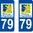 2 Sticker style AUTO Plaque Bleu département 79 LION