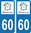 2 Sticker style AUTO Plaque Bleu département 64 COEUR