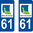 2 Sticker style AUTO Plaque Bleu département 61 LIONS