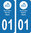 2 Sticker style AUTO Plaque Bleu département 74 RA