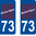 2 Sticker style AUTO Plaque Bleu département 73 RA