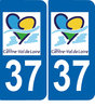 Département 37 AUTO 2 stickers autocollant