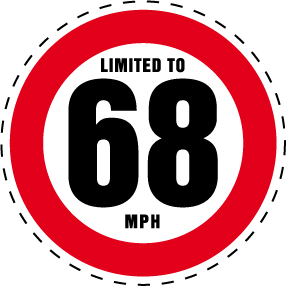 Limited to 68 MPH Vehicle Speed Restriction Bumper Printed Sticker Car Van 10cm