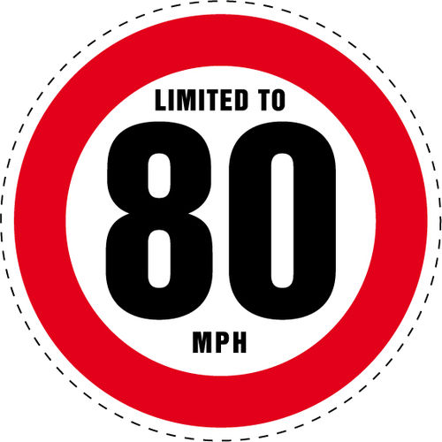 Limited to 80 MPH Vehicle Speed Restriction Bumper Printed Sticker Car Van 10cm
