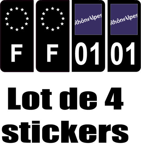 01 département + F Noir sticker x 4