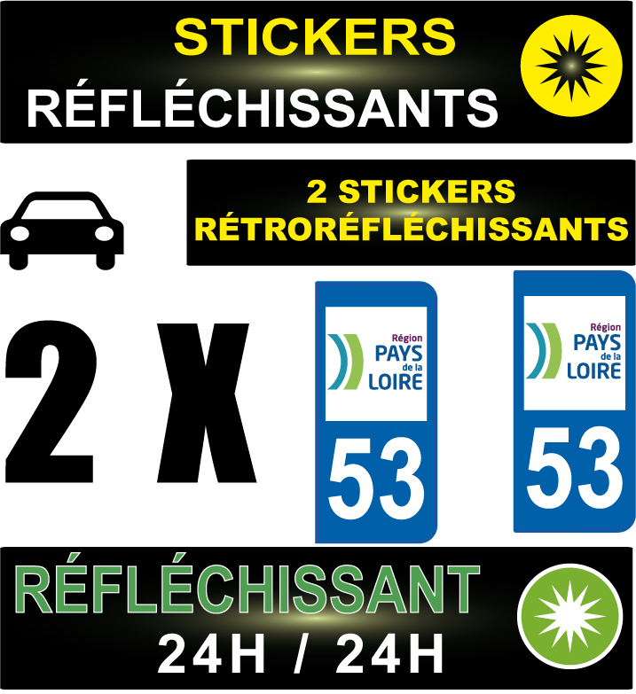 SAFIRMES 2 Stickers Autocollant Style Plaque Moto d/épartement 53
