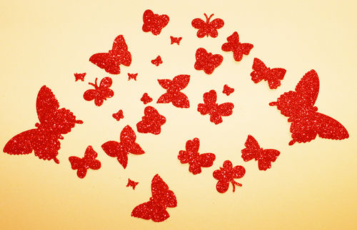 Sortiment 24 Rote Schmetterlinge hotfix
