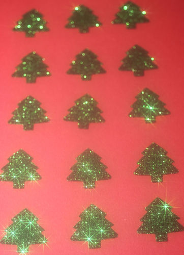 15 TREES CHRISTMAS GREEN Glitter