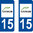 2 Sticker style AUTO Plaque Bleu département 15
