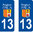 2 Sticker style AUTO Plaque Bleu département 13