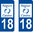 2 Sticker style AUTO Plaque Bleu département 18