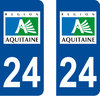 2 Sticker style AUTO Plaque Bleu département 24