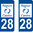 2 Sticker style AUTO Plaque Bleu département 28