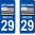 2 Sticker style AUTO Plaque Bleu département 29