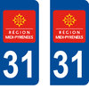 2 Stickers French Department 31 Plate Registration