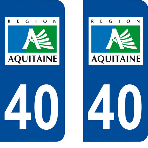 2 Stickers French Department 40 Plate Registration