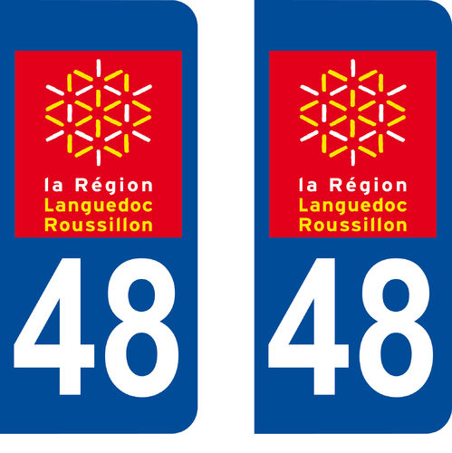 2 Stickers French Department 48 Plate Registration