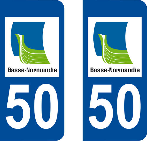 2 Stickers French Department 50 Plate Registration