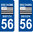 2 Sticker style AUTO Plaque Bleu département 56