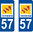 2 Sticker style AUTO Plaque Bleu département 57