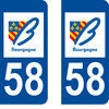 2 Sticker style AUTO Plaque Bleu département 58