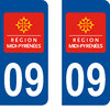 2 Stickers French Department 09 Plate Registration
