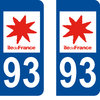 2 Stickers French Department 93 Plate Registration