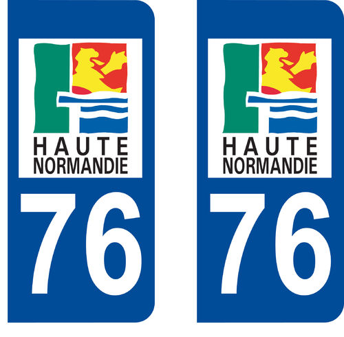 2 Stickers French Department 76 Plate Registration