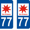 2 Stickers French Department 77 Plate Registration