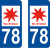 2 Stickers French Department 78 Plate Registration