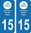 2 Sticker style AUTO Plaque Bleu département 15