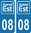 2 Sticker style AUTO Plaque Bleu département 08 GE