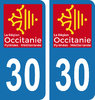 2 Sticker style AUTO Plaque Bleu département 30 OC