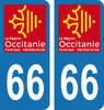 2 Stickers French Department 66 Plate Registration