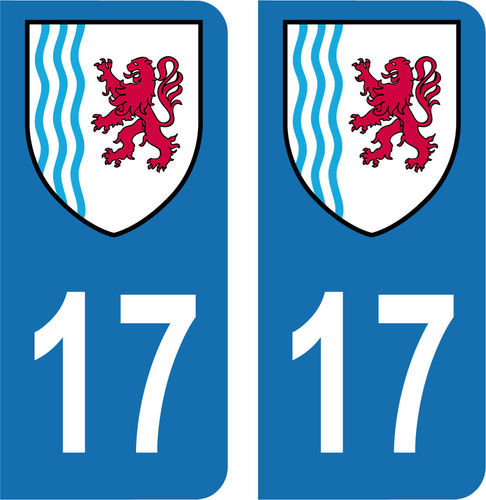 2 Stickers French Department 17 Plate Registration